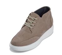 CALTO Men's Invisible Height Increasing Elevator Shoes - Khaki Mid-Top Pebble Grain Nubuck Leather Casual Chunky Sole Boots - 3.2 Inches Taller - J1770 - Size 8 UK