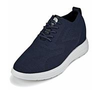 CALTO Men's Invisible Height Increasing Elevator Shoes - Night Blue Ultra Light-Weight Lace-up Knitted Sporty Walker - 2.8 Inches Taller - X2634 - Size 8 UK