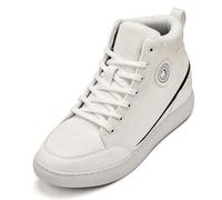 CALTO Men's Invisible Height Increasing Elevator Shoes - Off-White/White Sole Lace-up Corduroy Ankle Top Sneak-Boot - 2.6 Inches Taller - S4131 - Size 6.5 UK