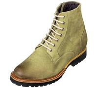 CALTO Men's Invisible Height Increasing Elevator Shoes - Olive Green Nubuck Leather Lace-up/Zip-up Casual Boots - 3 Inches Taller - K24402 - Size 11 UK