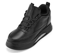 CALTO Men's Invisible Height Increasing Elevator Shoes - Onyx/Black Sole Chunky Elevated Platform Sneakers - 3.2 Inches Taller - S4925 - Size 11.5 UK