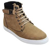 CALTO Men's Invisible Height Increasing Elevator Shoes - Tan Brown Nubuck Leather Lace-up Fashion Sneakers - T53121 - Size 7 UK - 2.6 Inches Taller