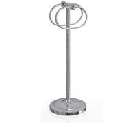 CALUCAB 304 Stainless Steel Free Standing Bathroom Towel Rack & Towel Ring - 16Inch Non-Slip Base Floor Standing Towel Holder with Double Oval Rings for Bathroom, Bathtub (Sliver Chrome)