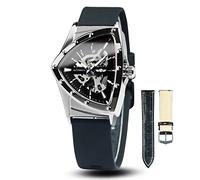 Caluxe Men's Military Skeleton Automatic Mechanical Wrist Watch for Men Triangle Wristwatch, Silver, Mechanical