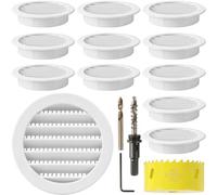 Calvana 12 Pack 3" Round Soffit Vent Covers with Screen, White Plastic Louver Grille + 3" Hole Saw Kit (72mm Bi-Metal) for Wood Metal Plastic, Ventilation & Reptile Enclosure Use, White