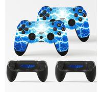 Calvero Studio 2 x Electric Blue Storm Skins Compatible With PlayStation 4 Controllers Full Wrap Vinyl Sticker Compatible with PS4 Controller