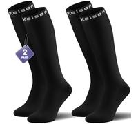 Calves Kelson 2 Pairs Compression Socks for Women and Men, 20-30 mmHg Graduated Compression, Knee High Flight Socks for Running, Nurses, Travel, Pregnancy and Everyday Support