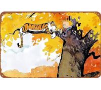 Calvin and Hobbes Cartoon Poster Vintage Look Metal Sign for Children's room Classroom Home Wall Decor Kids Gift