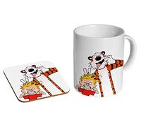 Calvin And Hobbes Ceramic Coffee MUG + Coaster Gift Set …