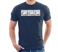 Calvin and Hobbes Distressed Comic Strip Treasure Men's T-Shirt Navy Blue