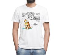 Calvin and Hobbes Dreams Quote Men's Classic Crew Neck Short Sleeve T-Shirt, White, 3XL