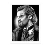 Calvin Candie Django Unchained Leo DiCaprio Wayne Maguire Artwork Framed Wall Art Print 18X24 Inch