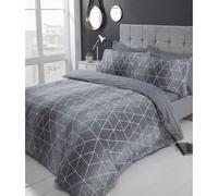 Calvin Grey Duvet Cover Set Modern Reversible Set