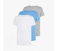 Calvin Klein Men’s 3 Pack Short Sleeve Cotton T-Shirts, Multicolor (White, Grey Heather, Glacier), S