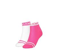 Calvin Klein 2-Pack Logo Welt Quarter Socks, Magenta/white One Size Multicoloured