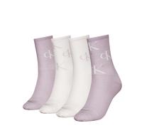 Calvin Klein 4 Pack Giftboxed Trainer Womens Crew Socks Lilac Combo - One Size - Multicoloured