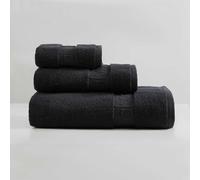 Calvin Klein - Bath Towels, Super Soft & Absorbent Cotton Towels, Zero Twist Construction, Brand Locker Loop for Easy Hanging (Iconic Solid Black, 3 Piece)