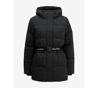 Calvin Klein Belted Midweight Hooded Puffer Jacket Black Women - M