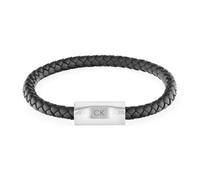 Calvin Klein Bold Leathers Bracelet Stainless Steel 35000571 - Man - Genuine Leather Black/Silver Adjustable