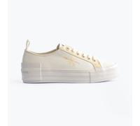 Calvin Klein Jeans Women's Flatform Low Top Vulcanised Trainers, White (Creamy White/White/Whisper Pink), 8