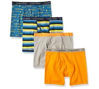 Calvin Klein Boys' 2-25112-41 Boxer Briefs, 4 Pack-Blue/Orange Pack, SM (6-7 Little Kids)