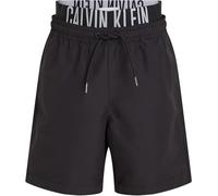 Calvin Klein Boys’ Medium Double Swim Shorts with Logo Waistband, Black (Pvh Black), 8-10 Years