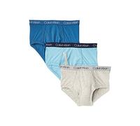 Calvin Klein Boys' Modern Cotton Assorted Briefs Underwear, Multipack, Heather Gray/Dark Blue/Delphinium Blue, Large