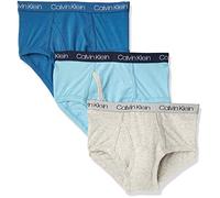 Calvin Klein Boys' Modern Cotton Assorted Briefs Underwear, Multipack, Heather Gray/Dark Blue/Delphinium Blue, Large