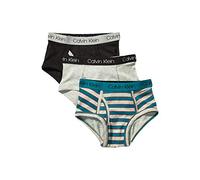 Calvin Klein Boys' Modern Cotton Assorted Briefs Underwear, Multipack, Sea Green Stripe, Heather Grey, Black, Medium