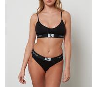 Calvin Klein Womens Black 1996 Branded Recycled Cotton-blend Bralette S