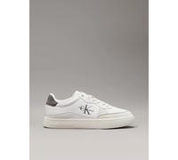 Calvin Klein Jeans Men's Leather Trainers, White (Bright White/Charcoal Grey), 11