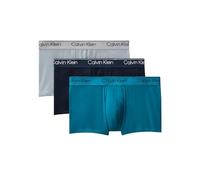 Calvin Klein Cotton Stretch 3 Pack Boxer Shorts, Black with Blue/Strawberry Field/Black, 0b6 Sleet Teal Marine Shoreline, S