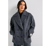 Calvin Klein Double Breasted Pea Coat, Grey, Size L, Women Grey