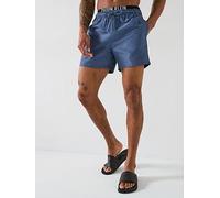Calvin Klein Double Waistband Swim Shorts, Blue, Size Xl, Men Blue