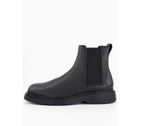 Calvin Klein Essential Combat Leather Chelsea Boot, Black, Size 44, Men Black