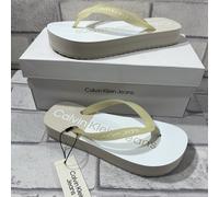 Calvin Klein Flatform Toe Post Sandals Flip Flops Size UK 6.5 BNIB Eggshell