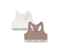 Calvin Klein Girl's 2Pk Bralette G80G800742 Bralette, White (Brightwhite/Dustedfox), 12-14 Years