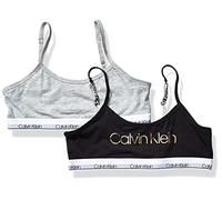 Calvin Klein Girls' Little Modern Cotton Bralette, Black, Heather Grey Medium