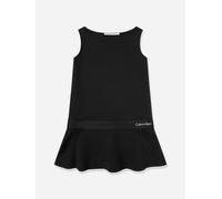 Calvin Klein Girls Logo Tape Punto Dress in Black - Black - 16 Yrs