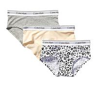 Calvin Klein Girls' Modern Cotton Hipster, Multipack Panties, Ck Leo, Nude, Heather Grey-3 Pack, 10-Aug