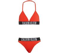 Calvin Klein Girls’ Triangle Bikini Set with Logo, Red (Flaming Chili), 12-14 Years