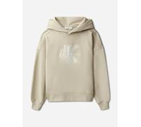 Calvin Klein Girls Velvet Monologo Hoodie in Beige - Beige - 6 Yrs