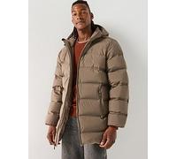 Calvin Klein Hooded Long Padded Coat, Brown, Size S, Men Brown