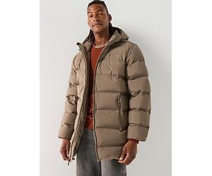 Calvin Klein Hooded Long Padded Coat, Brown, Size S, Men Brown