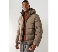 Calvin Klein Hooded Quilted Puffer Jacket - Brown, Brown, Size S, Men Brown
