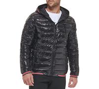 Calvin Klein Hooded Shiny Puffer Jackets, Winter Coats for Men, Black, XXL