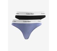 Calvin Klein Women Thong LV00QF8834 2-Pack Multi Black/Blue Tulip L