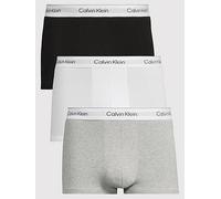 Calvin Klein 3-Pack Icon Cotton Stretch Low-Rise Boxer Trunks, Black/White/Grey Heather - Small