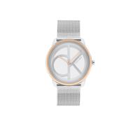 Calvin Klein Iconic Two Tone Carnation Gold IP 35 MM Case Watch with TT Mesh Bracelet (Model: 25200033)