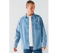 Calvin Klein Jeans Denim Shirt 90S Mono Patch Light Blue Size XL Men